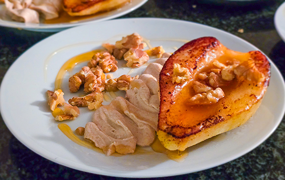 gebratene birne mit mascarpone-crème